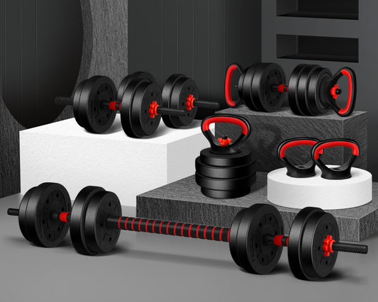 20Kg Dumbbell Set 7In1 Adjustable Barbell Kettlebell Home Gym Fitness